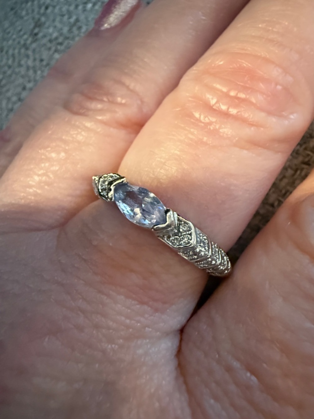 S925 Classic Marquise-Cut CZ Silver Ring - Size 8.5 - New! - Picture 3 of 3